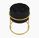 Ver imagem 2 de Kit 2 Puff Banqueta Estofado Decorativo Base de Ferro Capitonê Suede Preto Eli Móveis e Decoração