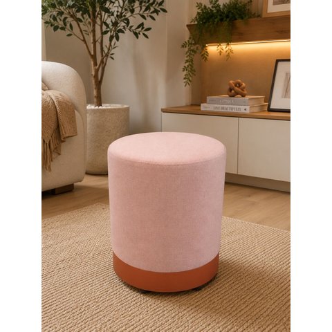 Puff Rodapé Cobre Fosco, Cor Rosa Linho - Let Móveis