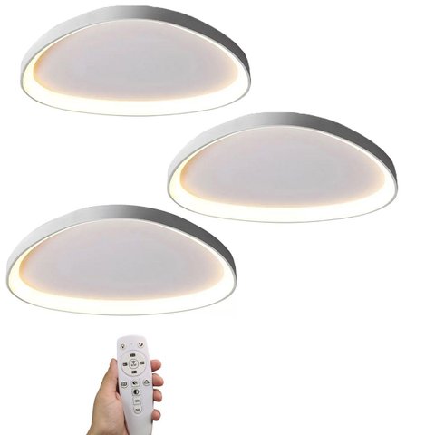 Luminaria Paflon Sobrepor Organica Kit 3 Uni Led 3 Tons Controle Remoto Teto Decoraçao Iluminaçao En