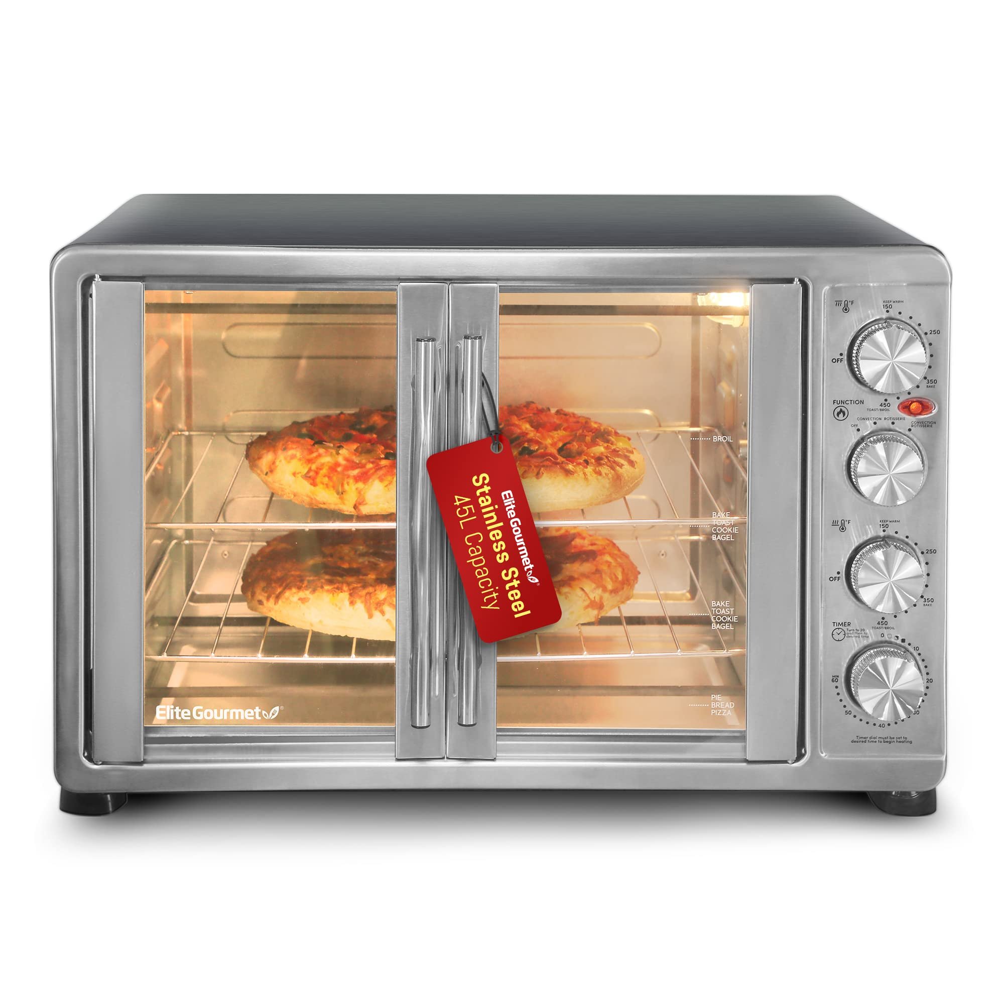 Elite Gourmet Eto4510b Forno Elétrico Porta Francesa 45l Inox/preto