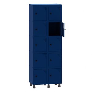 Roupeiro de Aço 2 Vãos 10 Portas com Pitão Pandin 1,90 M Azul Del Rey