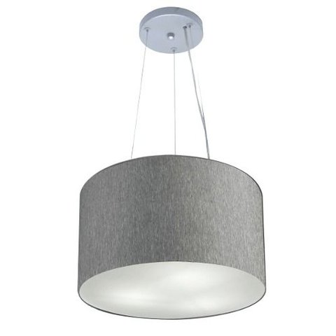 Lustre Pendente Cilíndrico Vivare Md-4182 Cúpula em Tecido 40x25cm - Bivolt - Rustico Cinza - Bivolt