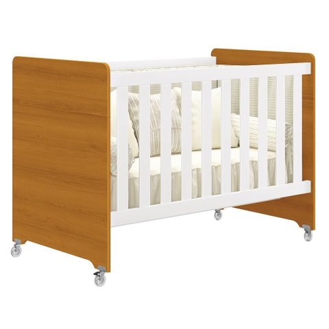 Berço Evolution 4 em 1 Branco Fosco/savana com Colchão para Mini Berço - Reller Móveis