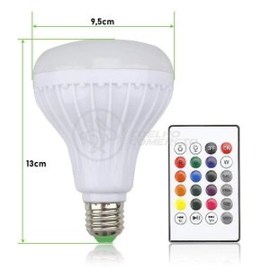 Lâmpada Led 12w E27 Rgb Colorida com Caixa de Som Bluetooth e Controle Remoto