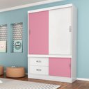 Ver mais imagens de Guarda Roupa Solteiro 2 Portas Estilo Ii 22520 Branco Rosa Flex Demóbile