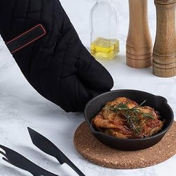Luva Térmica Cozinha Tramontina Churrasco 100% Algodão 40cm Preta Grelha Forno Churrasqueira - 4