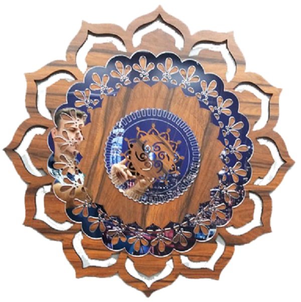 Quadro Mandala Decorativa em Madeira 65 cm 38108:Marrom
