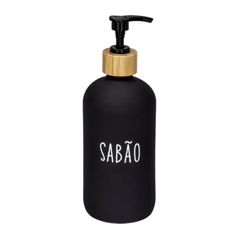 Porta Sabonete Líquido Banheiro Doha 500ml Preto Hauskraft