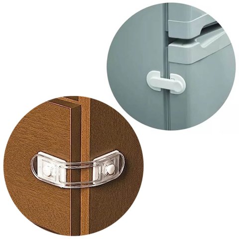 Kit 6 Travas para Gaveta e Armários e 2 Trava para Porta de Geladeira Adesiva Ordene