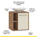 Ver imagem 5 de Gabinete Suspenso com Cuba para Banheiro Veneza 45 Cm Mdp 1 Porta Marrom Bege Clicklar