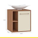 Ver imagem 4 de Gabinete Suspenso com Cuba para Banheiro Veneza 45 Cm Mdp 1 Porta Marrom Bege Clicklar