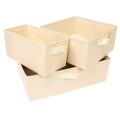 Kit C/ 3 Caixas Organizadoras Coloridas com Alça 3 Tamanhos