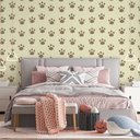 Ver imagem 1 de Papel de Parede Animal Pegadas sob Fundo Amarelo Gh Papel de Parede 3,5m
