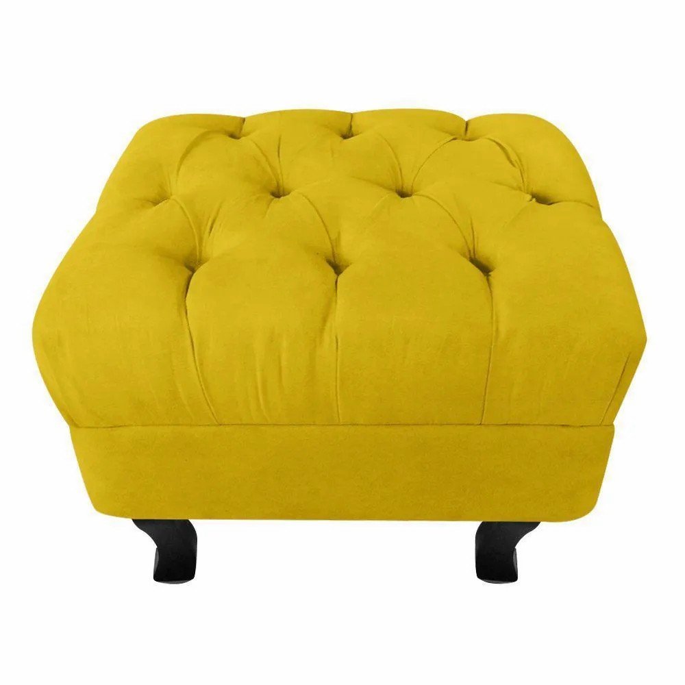 Puff Luiz Retro XV Cinza SLK Decor Amarelo - 2