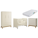 Ver imagem 1 de Quarto de Bebê Berço Evolution + Cômoda 4g + Guarda Roupa 3P Classic Areia com Colchão