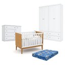 Ver imagem 1 de Quarto de Bebê Americano 4 Portas com Berço Americano Unique Freijó Branco Soft Eco Wood - Matic -