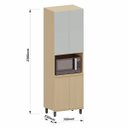 Ver imagem 4 de Paneleiro 4 Portas com Nicho para Micro-ondas Aurora Pet Cinza Cristal/carvalho