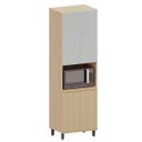 Ver imagem 1 de Paneleiro 4 Portas com Nicho para Micro-ondas Aurora Pet Cinza Cristal/carvalho
