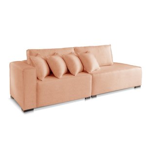 Sofá 2 3 4 Lugares Modulado Chaise Almofada Solta Molas Isa Be Linho Tijolo 2,1m