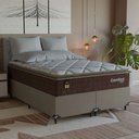 Ver imagem 1 de Cama Box Casal Bipartido + Colchão Comfort Class Pillow Top Marrom/suede Bege