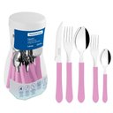 Ver imagem 1 de Faqueiro 20 Peças Tramontina Leme Lavanda 4 Pessoas Aço Inox com Pote