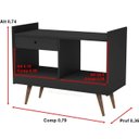 Ver imagem 2 de Aparador Buffet Adega Bar Tequila Retrô Pés Palito 2 Ambientes Cor Preto - Comprar Moveis em Casa