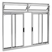 Vitro de Correr Aluminio Brilhante 04 Folhas com Bandeira 1.20x1.50mt - 1