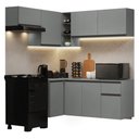 Ver imagem 4 de Armário de Cozinha Completa de Canto Suspenso 325cm Nice Madesa 05 Cinza