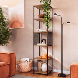 Estante para Livros Estilo Industrial Estrutura em Aço 1,8m Cor:preto - 1