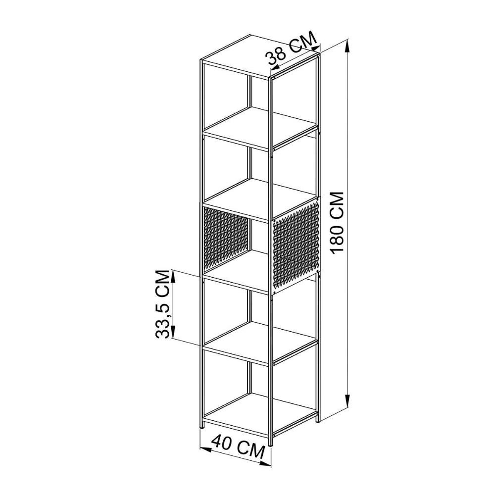 Estante para Livros Estilo Industrial Estrutura em Aço 1,8m Cor:preto - 5