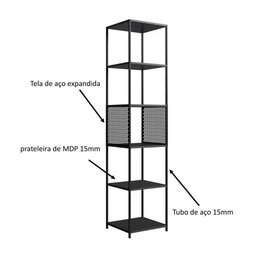Estante para Livros Estilo Industrial Estrutura em Aço 1,8m Cor:preto - 4