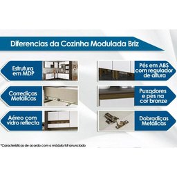 Cozinha Modulada Henn Americana 3 Peças (2 Armários + 1 Paneleiro) CPT06 Branco - 2