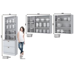 Cozinha Modulada Henn Americana 3 Peças (2 Armários + 1 Paneleiro) CPT06 Branco - 3