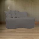 Ver imagem 2 de Sofá Pequeno Orgânico 2 Lugares Living 145 Cm Sala Recepção Clinica Consultório Bouclé - Cinza