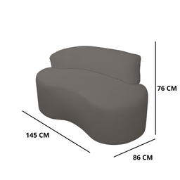 Sofá Pequeno Orgânico 2 Lugares Living 145 Cm Sala Recepção Clinica Consultório Bouclé - Cinza - 5