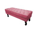 Ver imagem 1 de Recamier Luis Xv Capitonê Retrô 120cm Suede Rosa Pés Madeira Ms Decor