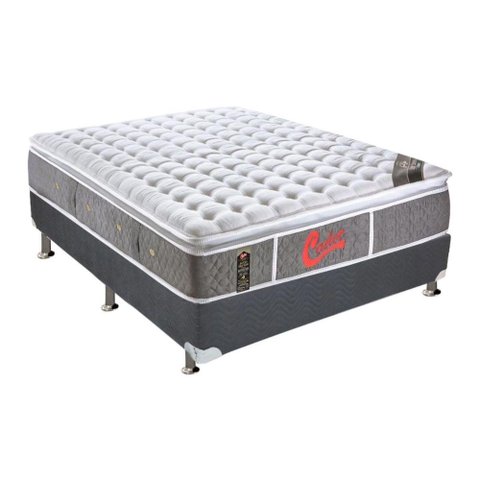 Cama Box Casal: Colchão Molas Ensacadas Castor Pocket Light Stress Oxygen New + Base CRC Suede Gray