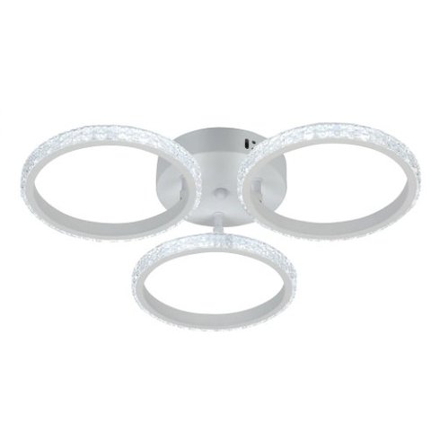 Plafon de Sobrepor Aros Cristais Branco 47cm Led 20w 3 em 1 Bivolt Paris Luz