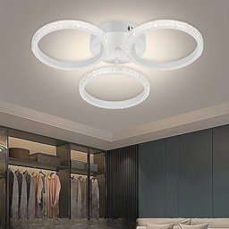 Plafon de Sobrepor Aros Cristais Branco 47cm Led 20w 3 em 1 Bivolt Paris Luz - 2