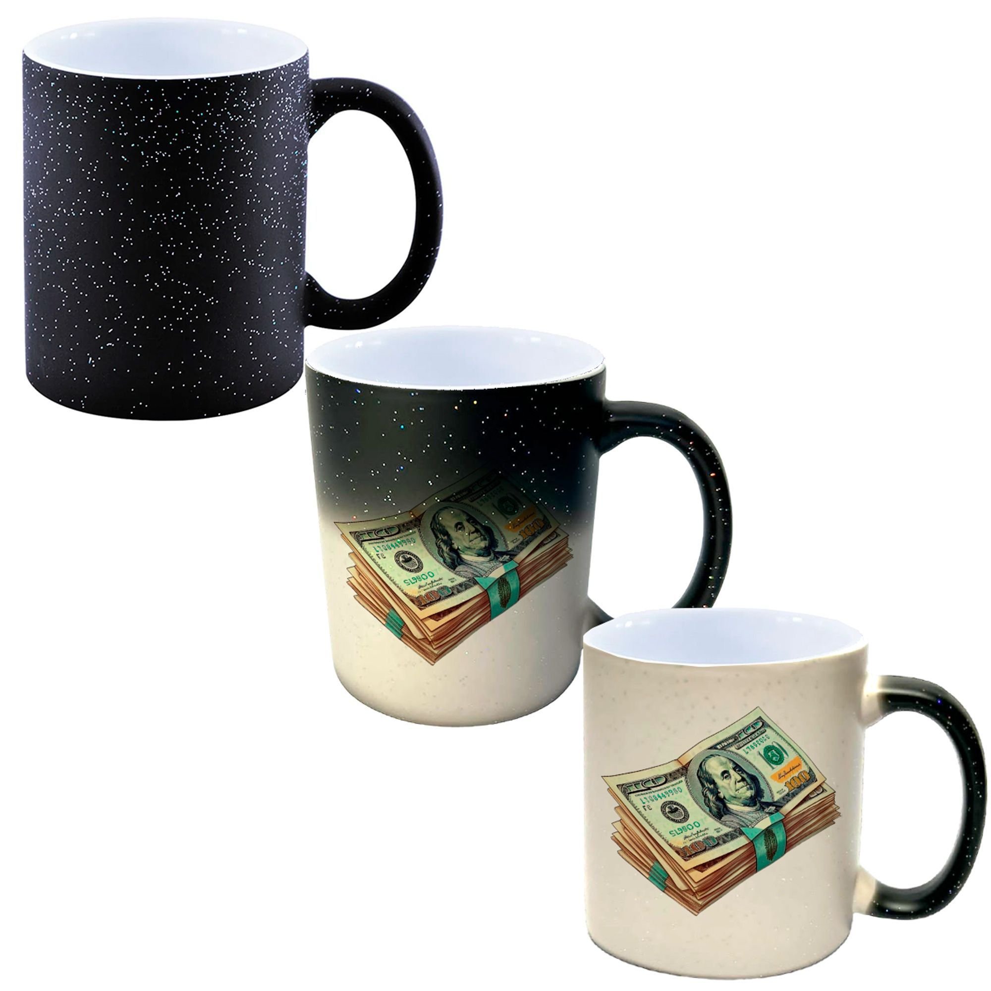Caneca Mágica Glitter Muda de Cor Y2 Dinheiro Dólares - 1