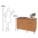 Ver imagem 4 de Kit Bancada Ilha para Cozinha + Balcão para Cooktop 1,20m 5 Bocas 2 Portas e 3 Gavetas Turim Nature