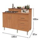 Ver imagem 3 de Kit Bancada Ilha para Cozinha + Balcão para Cooktop 1,20m 5 Bocas 2 Portas e 3 Gavetas Turim Nature