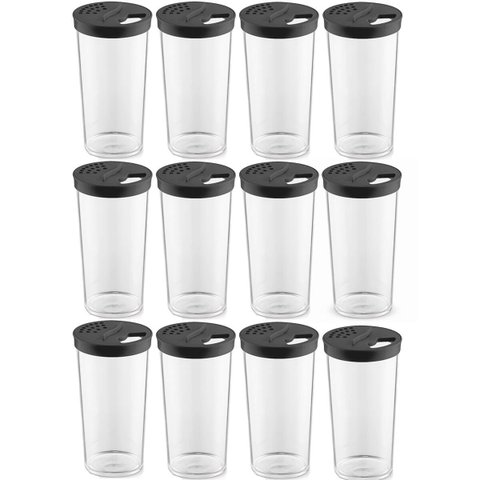 Kit 12 Farinheiros Porta Temperos Farofa Uz 500ml Condimentos Restaurantes Lancherias Pretos
