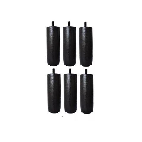Kit de 6 Pés para Cama Box ou Baú Queen King 12 Cm de Altura Tdc Madeira Maciça Cor:preto