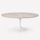 Ver imagem 1 de Mesa de Jantar Saarinen Oval 180x100 cm Tampo Quartzito Taj Mahal e Base Laca Branca