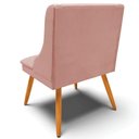 Ver imagem 6 de Kit 3 Cadeiras Decorativas Sala de Jantar Pés Palito de Madeira Veludo Rosê/natural