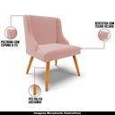 Ver mais imagens de Kit 3 Cadeiras Decorativas Sala de Jantar Pés Palito de Madeira Veludo Rosê/natural
