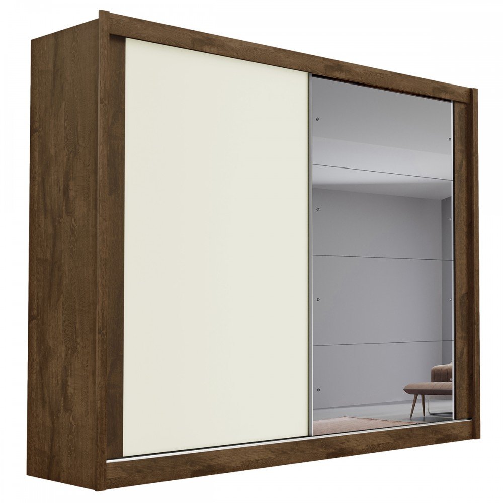 Guarda-Roupa Casal Creta 2 Portas 4 Gavetas 100% Mdf Brauna/Off White - Europa Móveis - 2