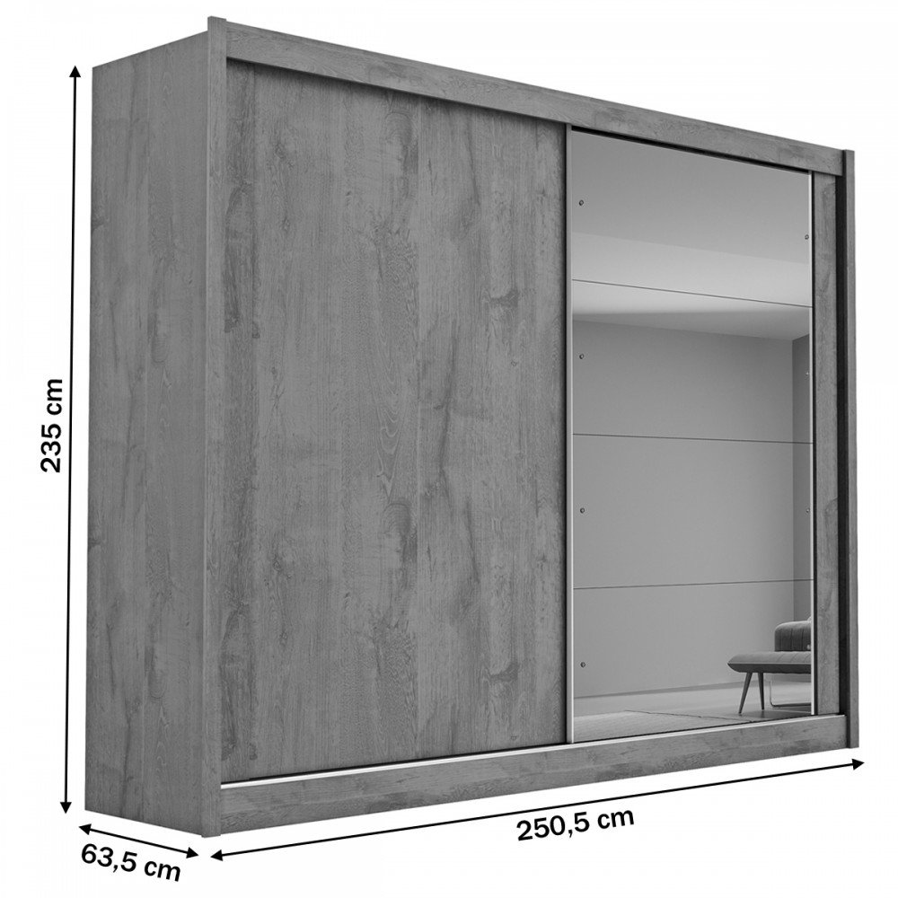 Guarda-Roupa Casal Creta 2 Portas 4 Gavetas 100% Mdf Brauna/Off White - Europa Móveis - 4