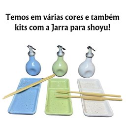 Kit 12 Pratos para Sushi com Divisória Shoyu em Porcelana Verde Mesclado - 4